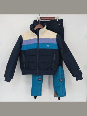 Vintage Roffe Ski Suit Set Made in USA | 80s Color Block Snow Set